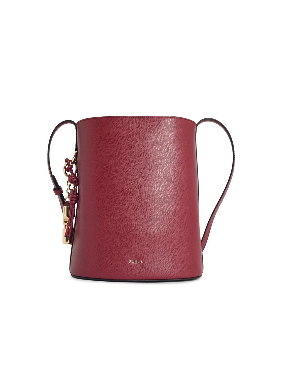 Furla Roxie' Bucket Bag In Burgundy Leather Maroon