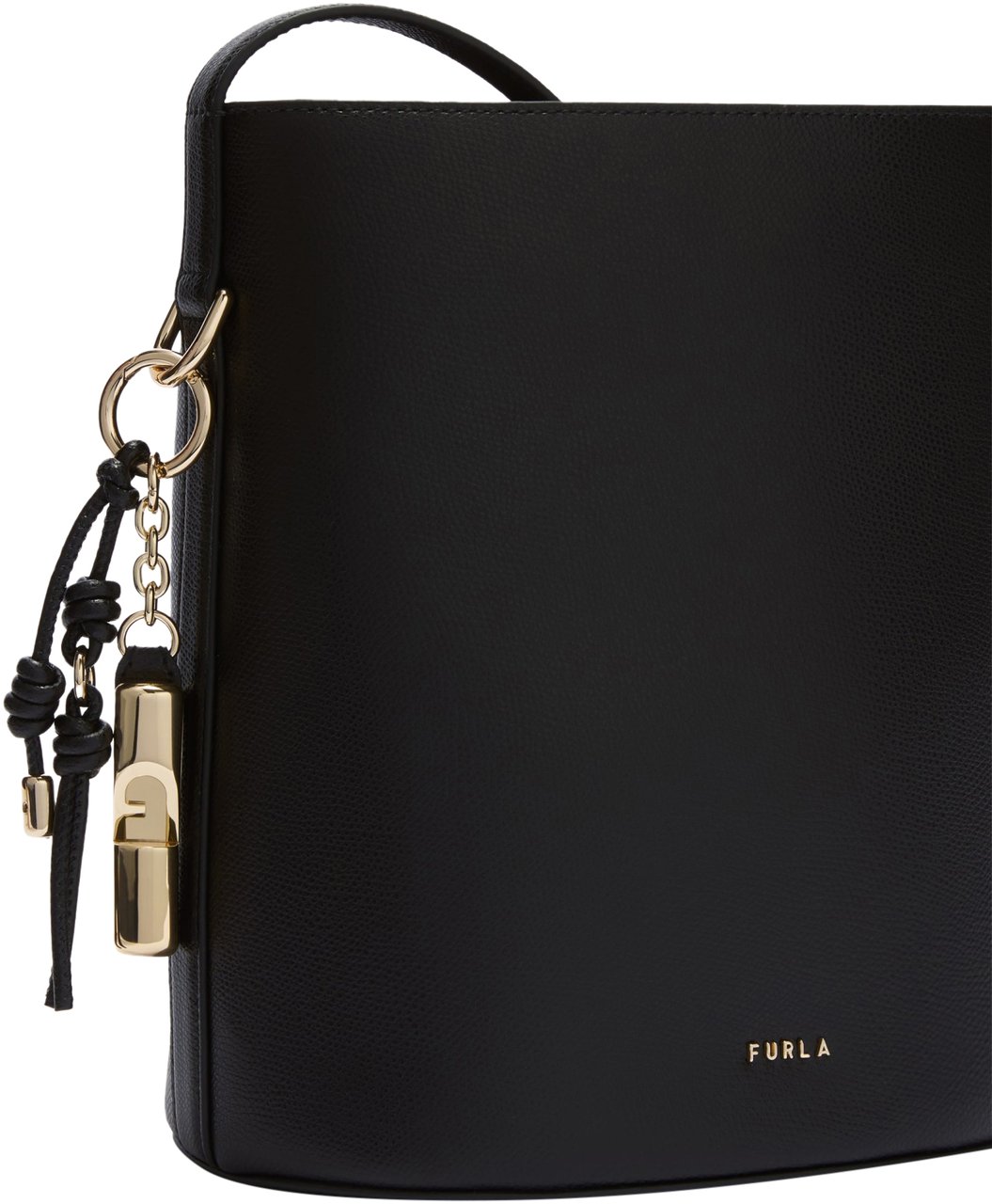 Furla Furla roxie s leather bucket bag, black Zwart