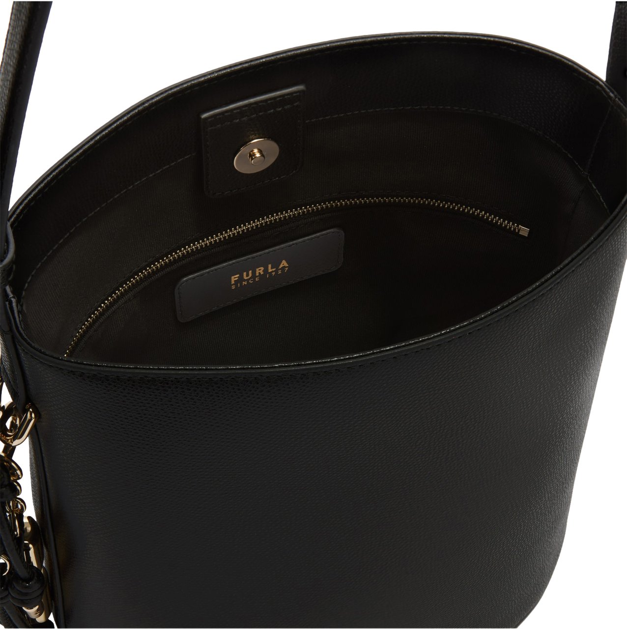Furla Furla roxie s leather bucket bag, black Zwart