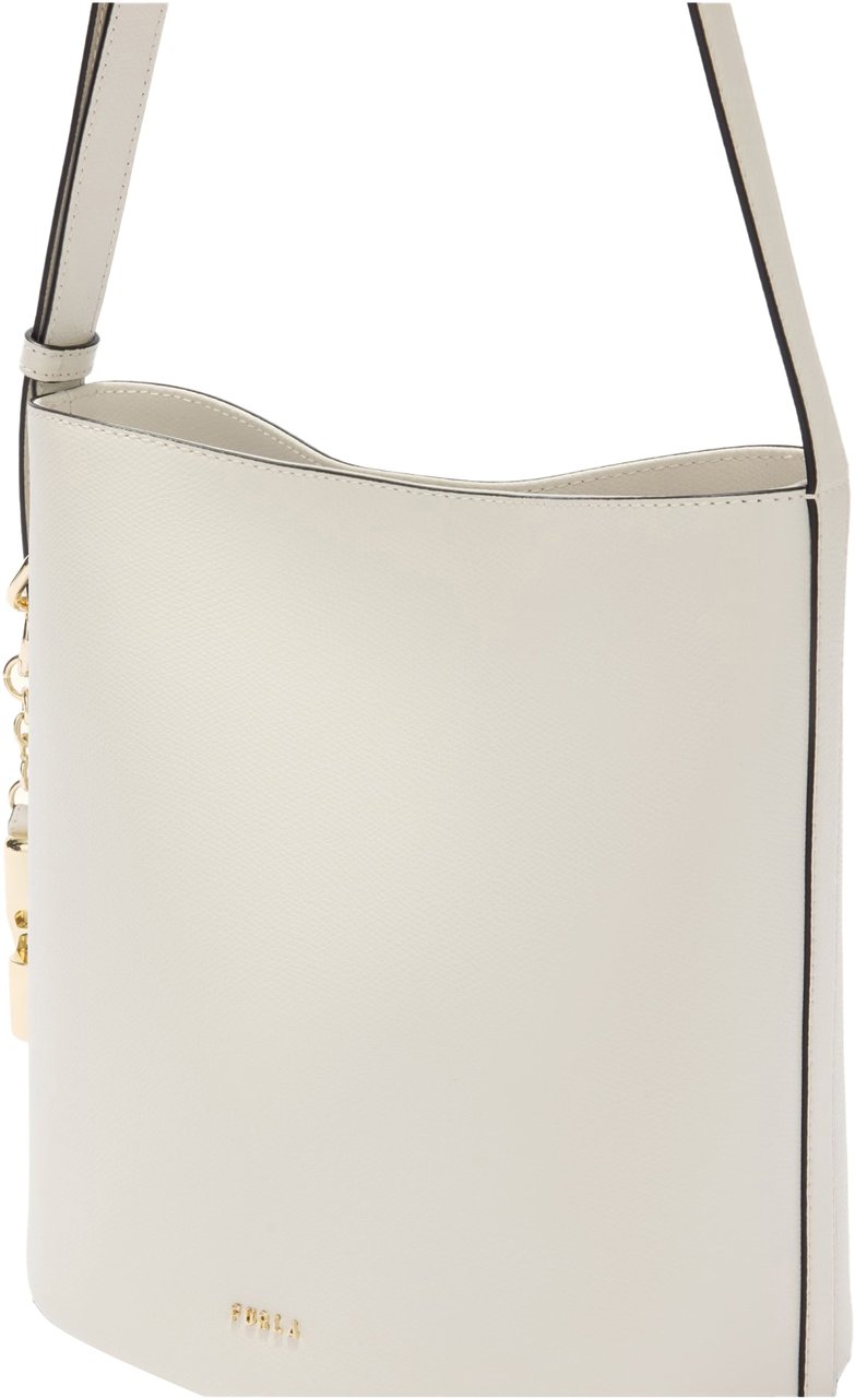 Furla Furla roxie s leather bucket bag, cream color Beige