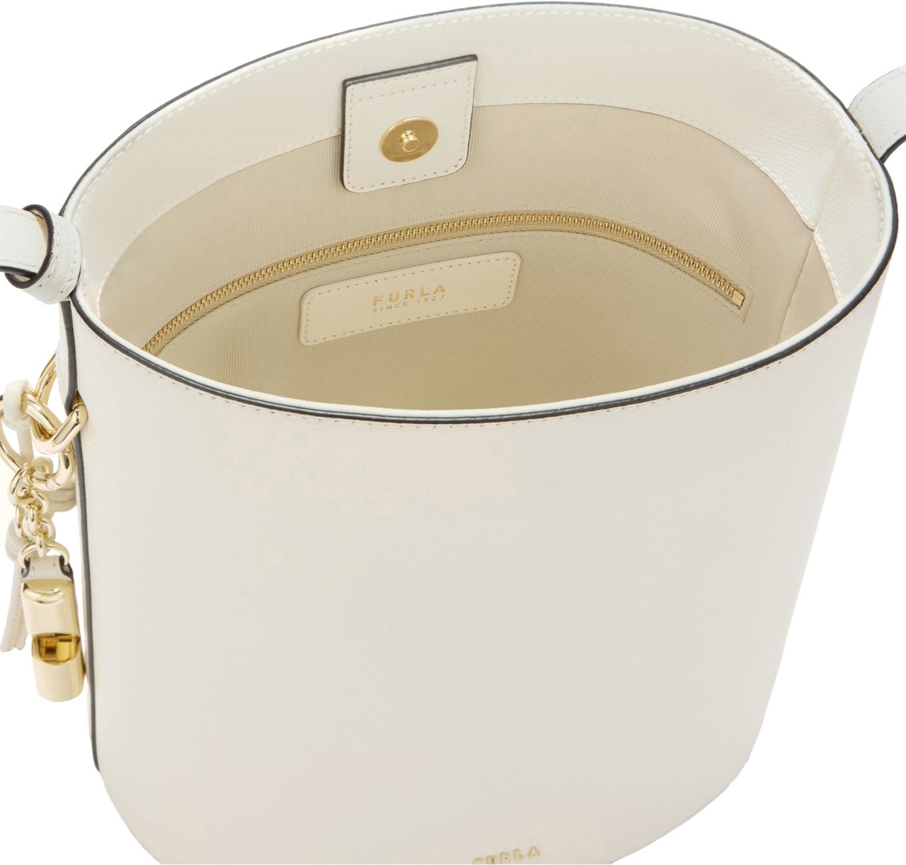 Furla Furla roxie s leather bucket bag, cream color Beige