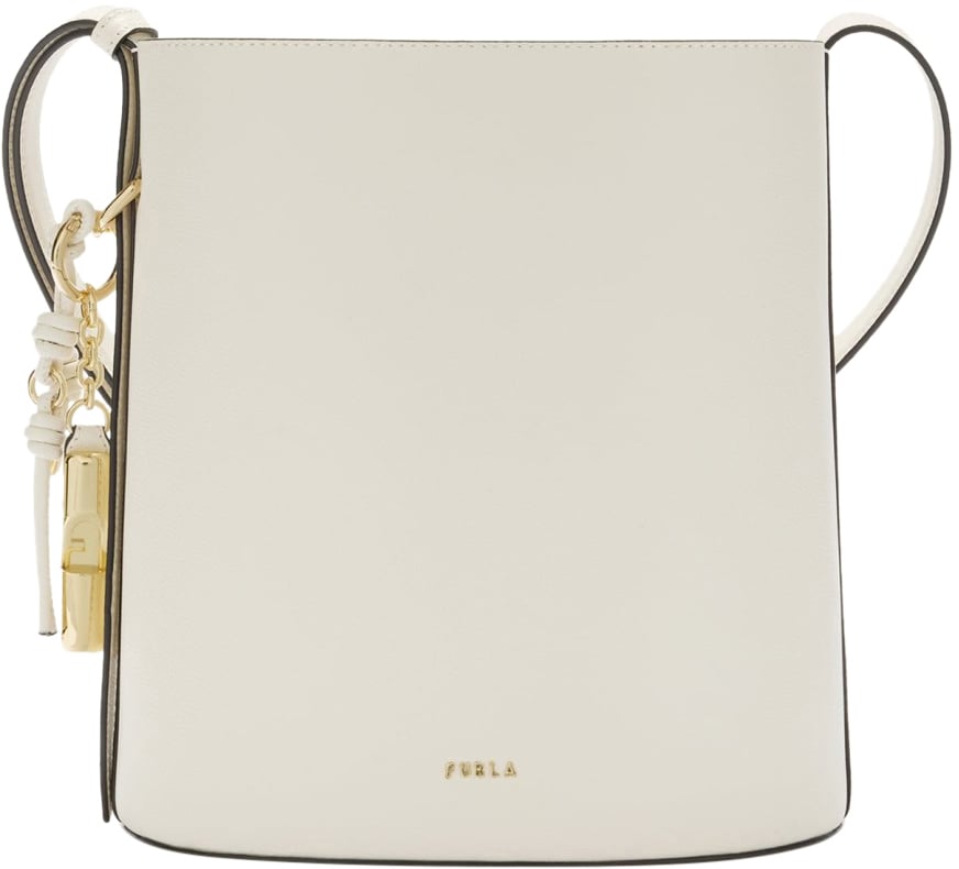 Furla Furla roxie s leather bucket bag, cream color Beige