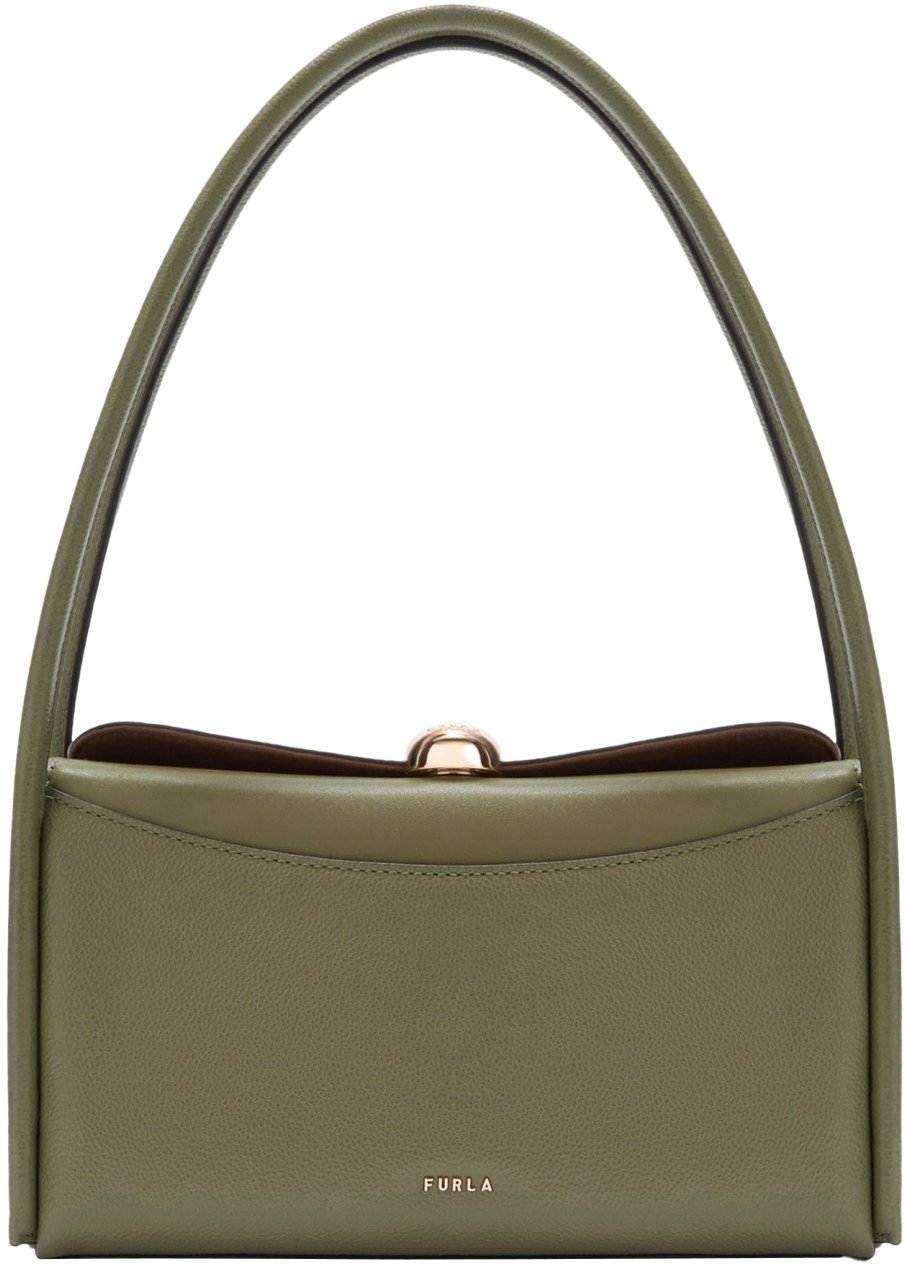 Furla Furla nicole m boston leather shoulder bag in avocado green Groen