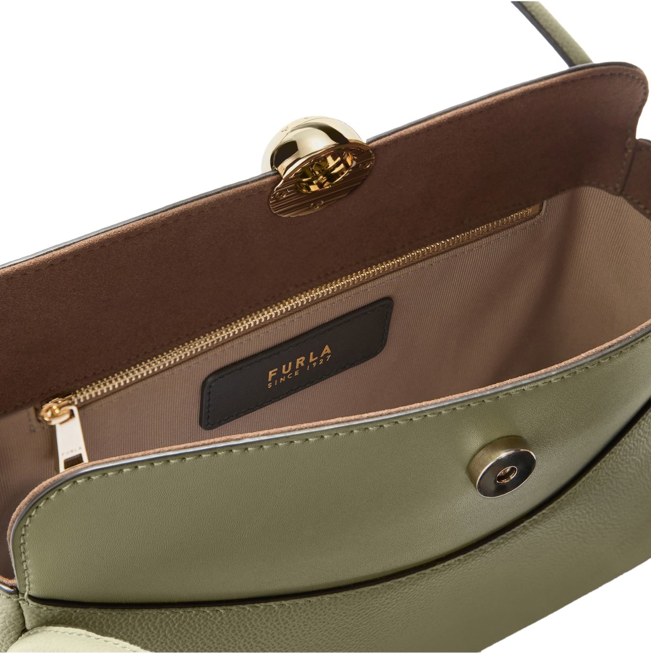 Furla Furla nicole m boston leather shoulder bag in avocado green Groen