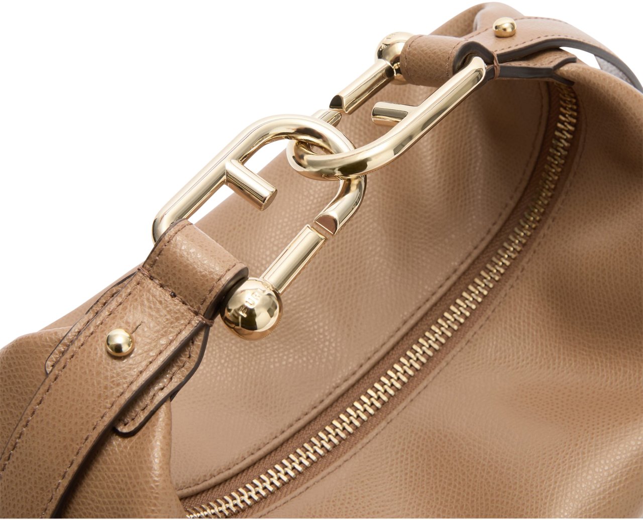 Furla Furla tonie m leather hobo shoulder bag, toffe color Bruin