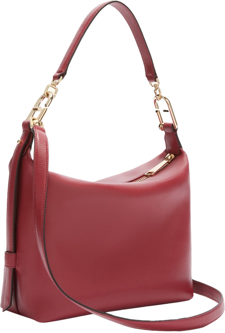 Furla Furla tonie m leather hobo shoulder bag, cherry color Rood