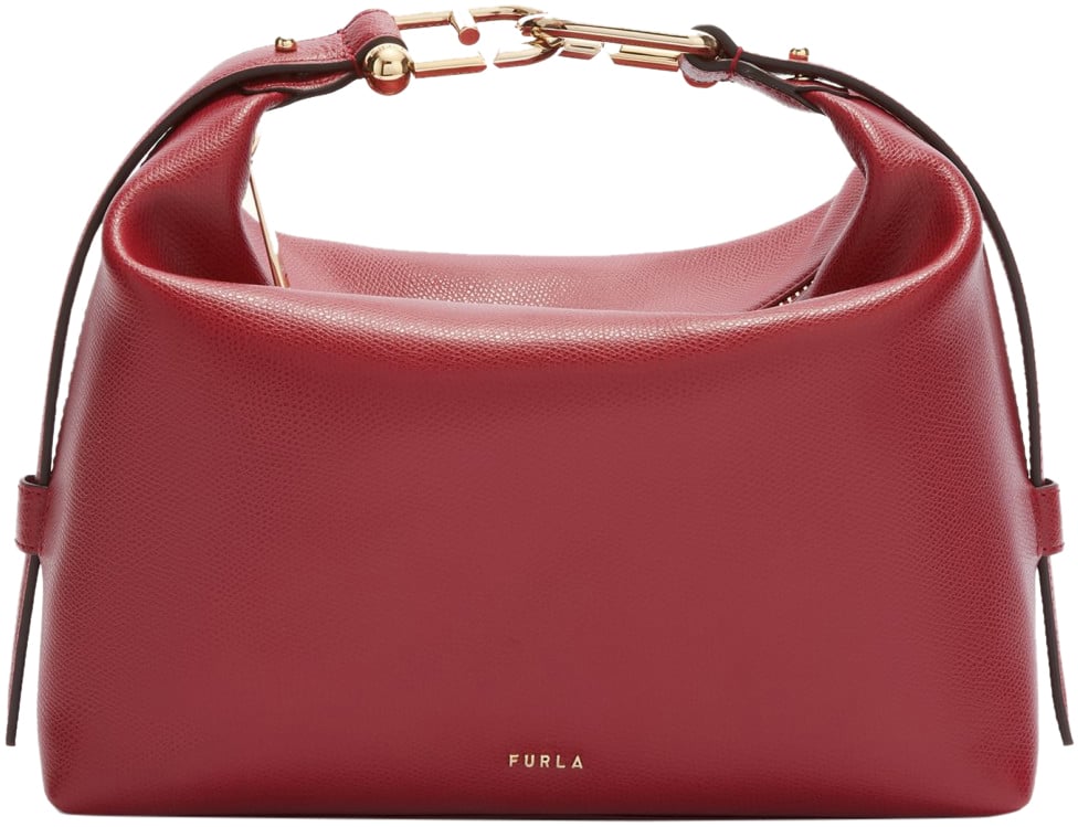 Furla Furla tonie m leather hobo shoulder bag, cherry color Rood
