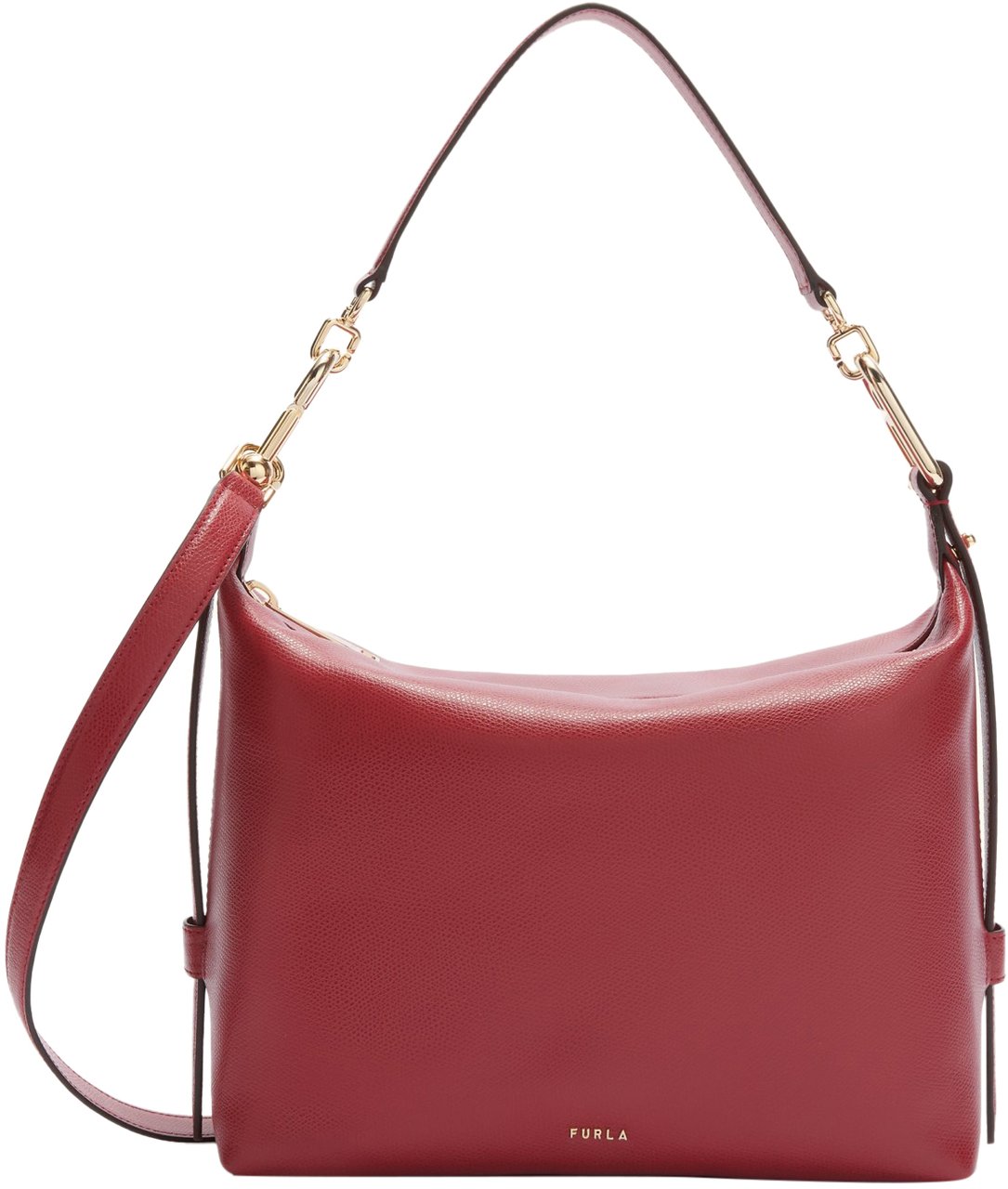Furla Furla tonie m leather hobo shoulder bag, cherry color Rood