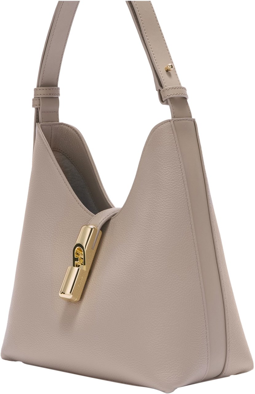 Furla Furla hobo bag goccia s in linen color leather Neutraal