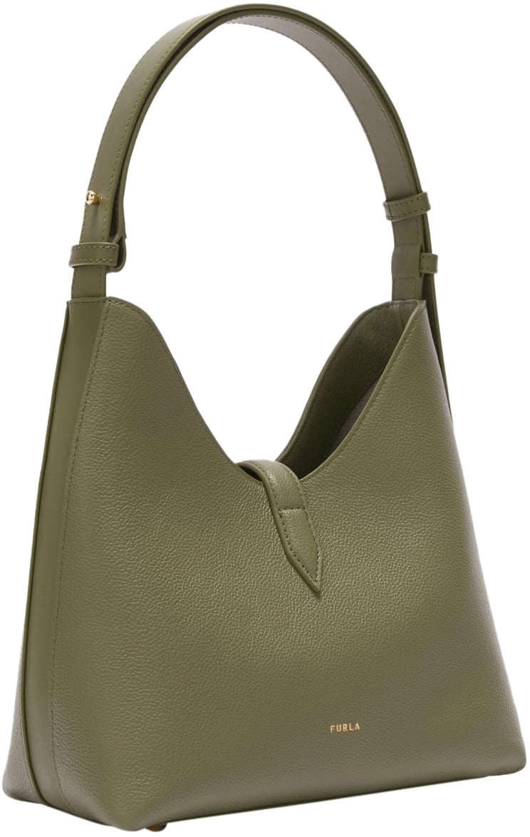 Furla Furla goccia s leather hobo bag, avocado green Groen