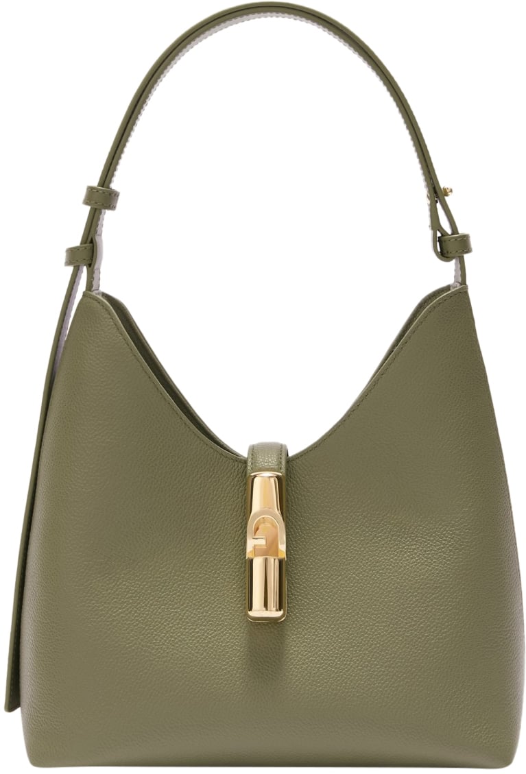 Furla Furla goccia s leather hobo bag, avocado green Groen
