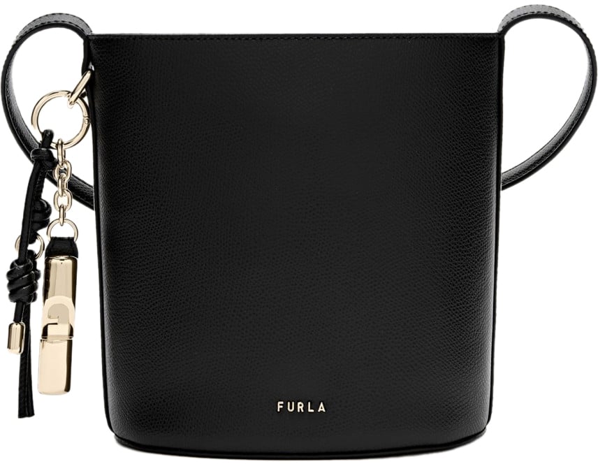Furla Furla roxie mini leather bucket bag, black Zwart