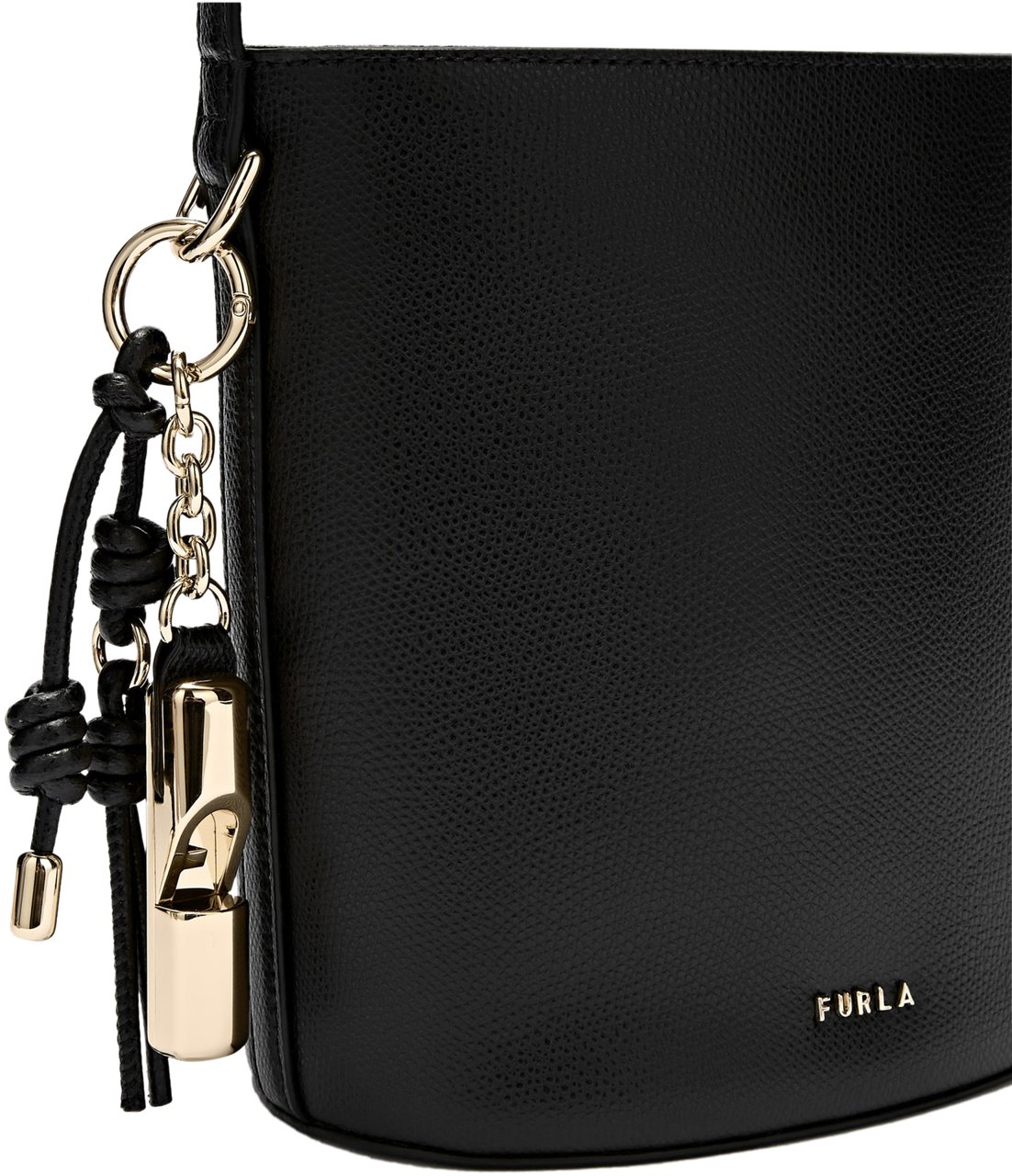 Furla Furla roxie mini leather bucket bag, black Zwart