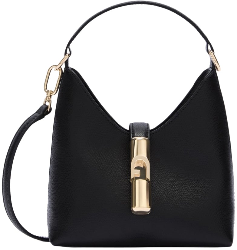 Furla Furla iride mini leather bag, black Zwart