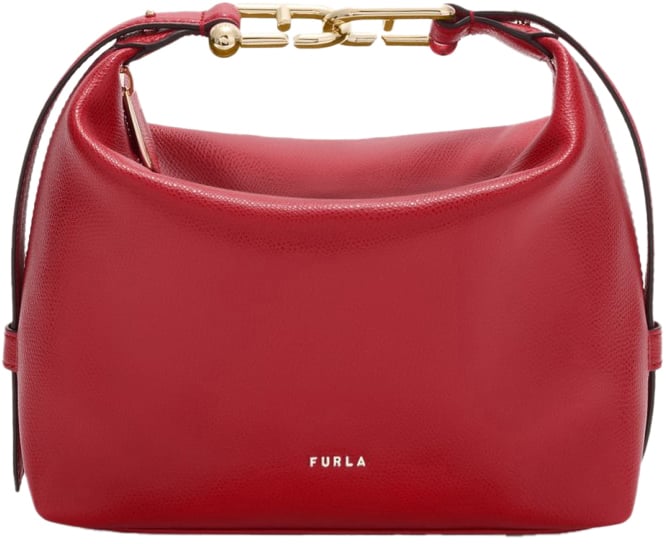 Furla Furla tonie mini hobo bag in red leather Rood
