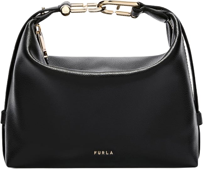 Furla Furla tonie mini hobo bag in black leather Zwart
