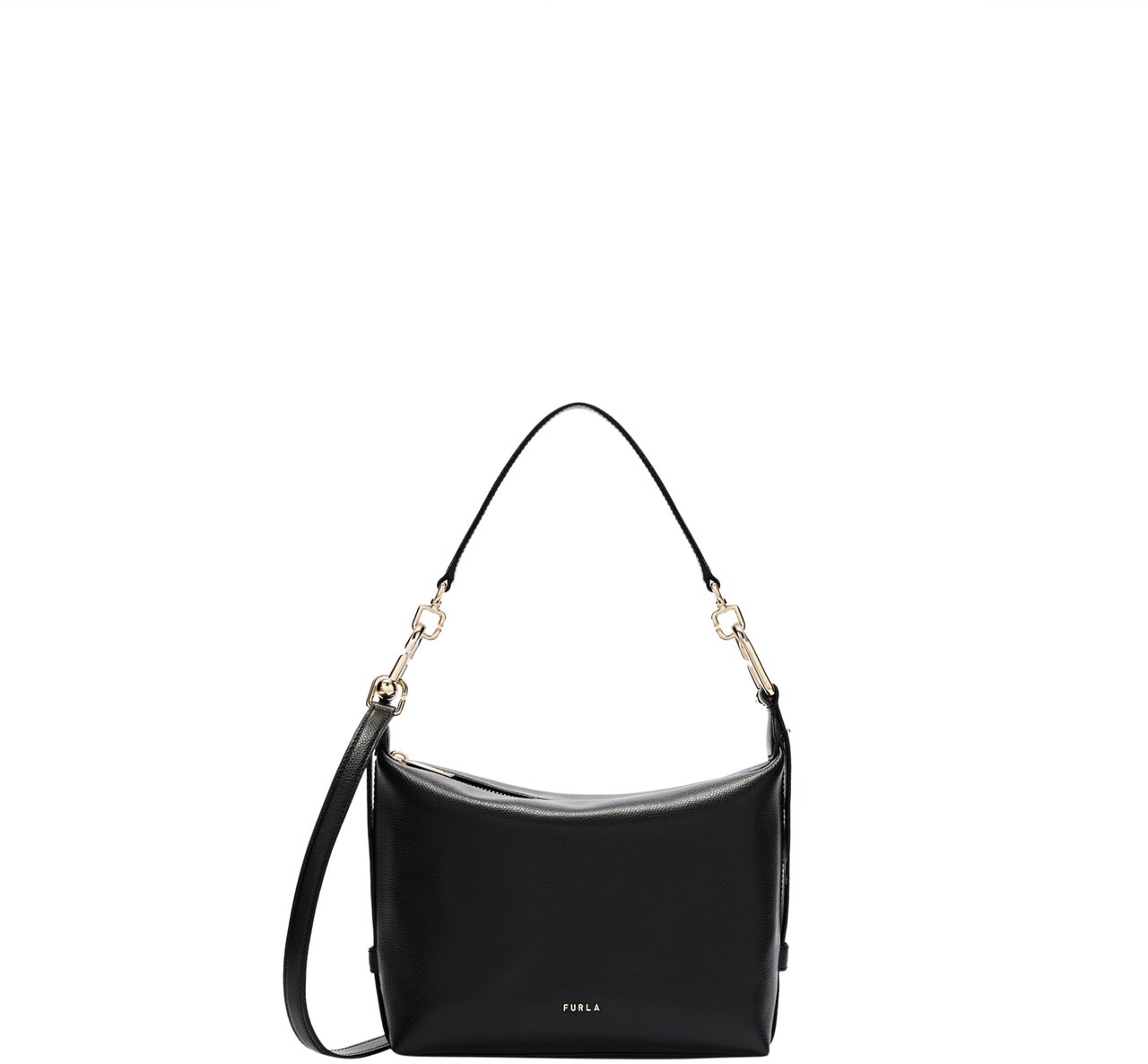 Furla Furla tonie mini hobo bag in black leather Zwart