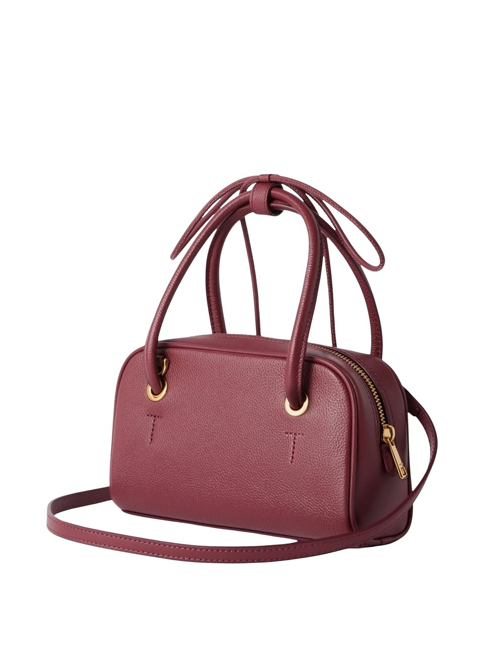 Furla Burgundy Poppy Mini Pebbled Leather Handbag Maroon