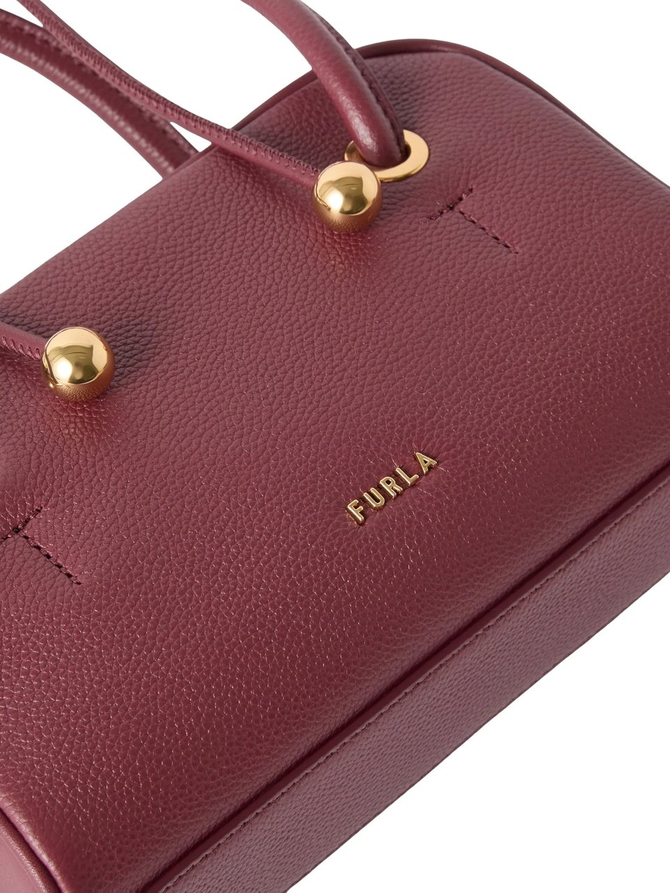 Furla Burgundy Poppy Mini Pebbled Leather Handbag Maroon