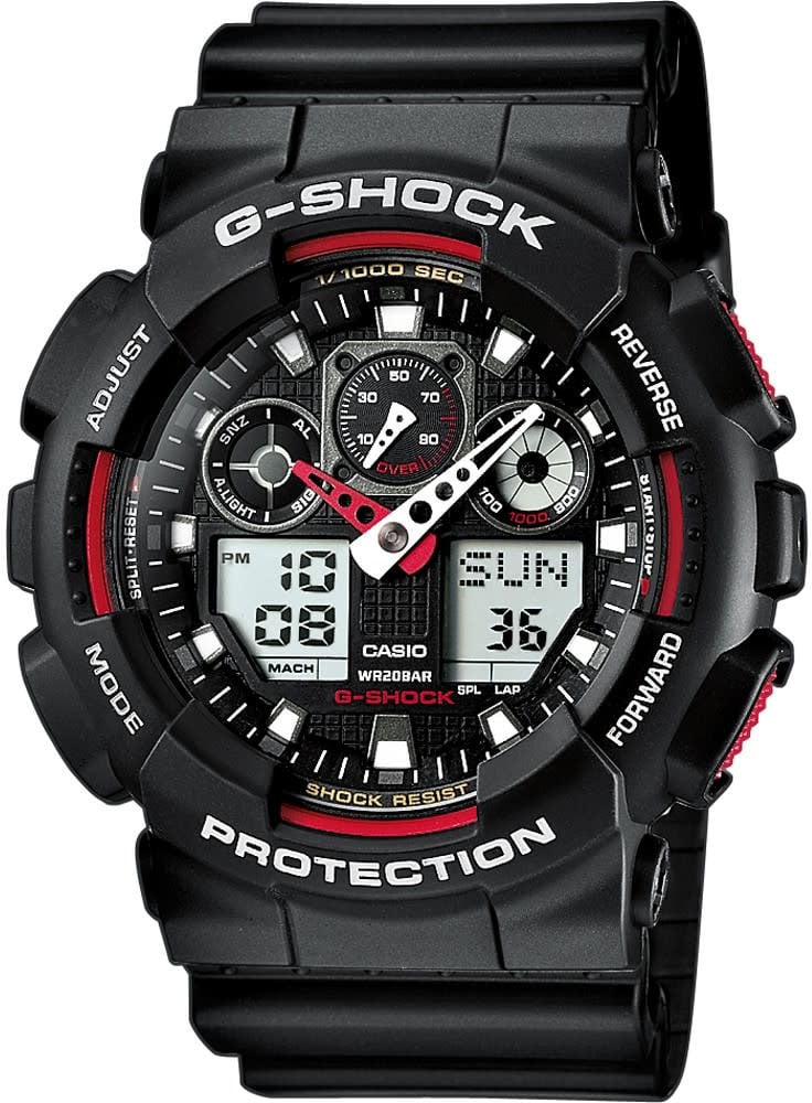 G-Shock CASIO G-Shock GA-100-1A4ER horloge ana/digi zwart/rood Zwart
