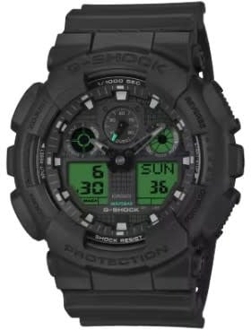 G-Shock Casio G-Shock Horloge GA-100BEG-1AER Black Electro Green Analoog Digitaal Zwart 50mm Zwart
