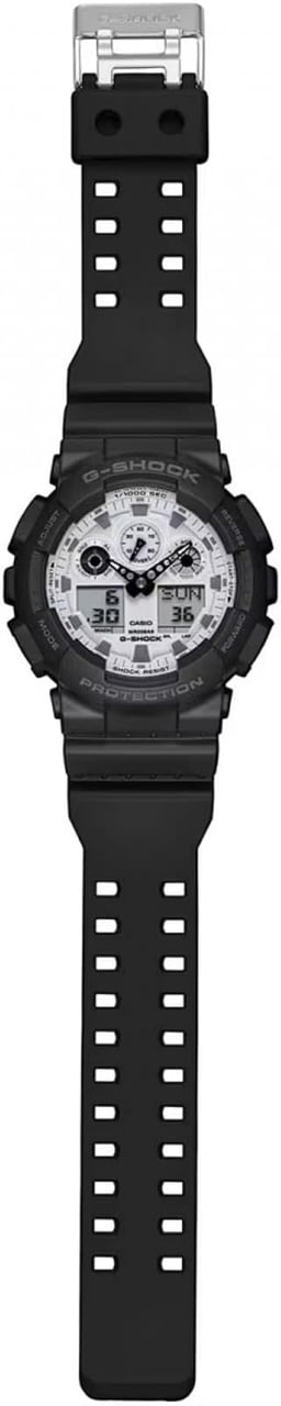 G-Shock G Shock Horloge GA-100WD-1AER Analoog Digitaal Zwart met Witte Wijzerplaat Zwart