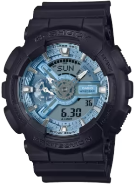 G-Shock Casio G-shock Horloge GA-110CD-1A2ER Analoog Digitaal Zwart met Blauwe Wijzerplaat Divers