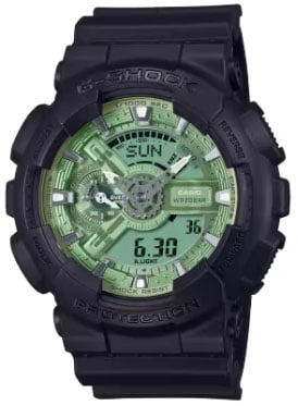 G-Shock Casio G-shock Horloge GA-110CD-1A3ER Analoog Digitaal Zwart met Groene Wijzerplaat Zwart