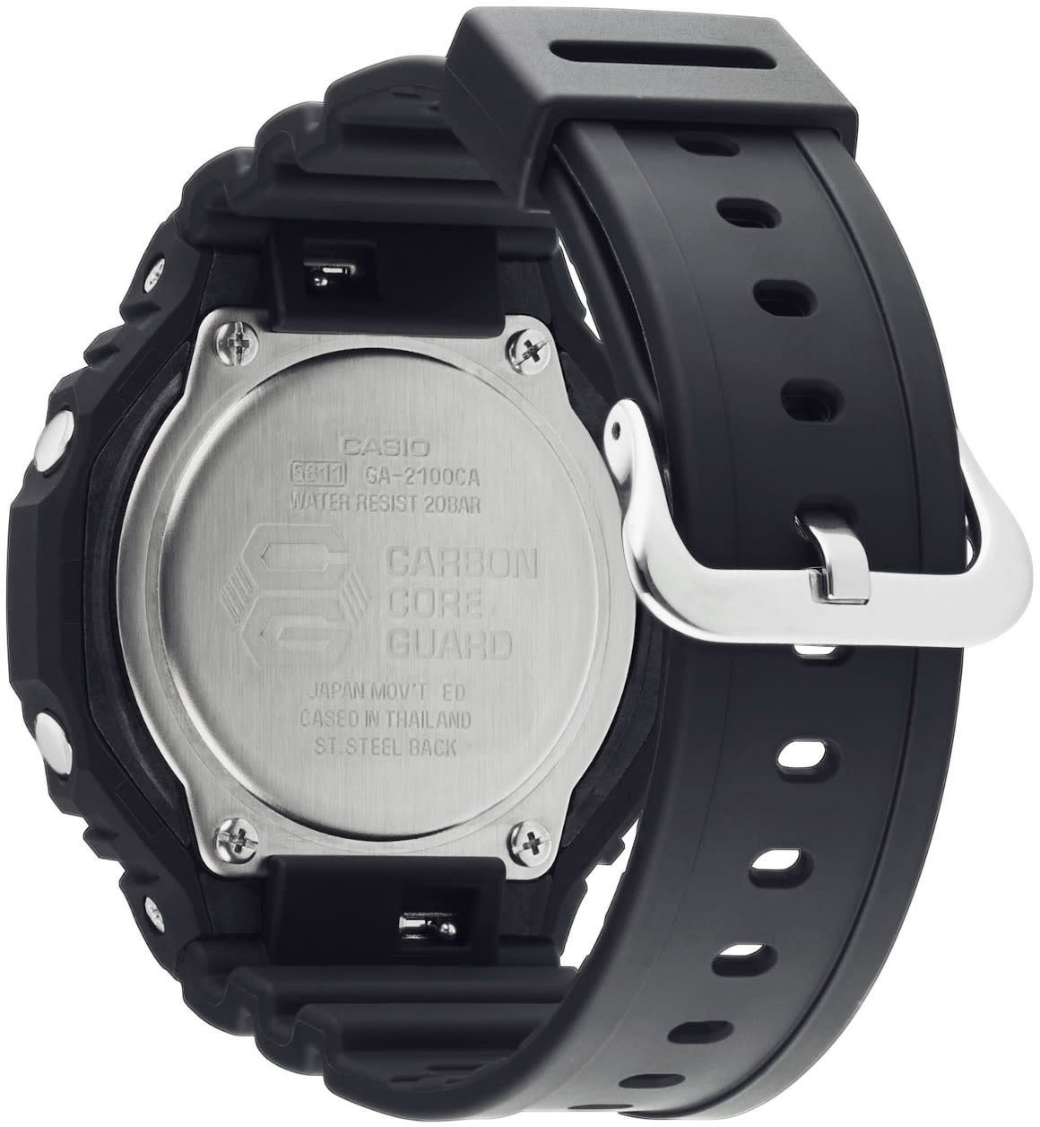 G-Shock G-Shock GA-2100-1A2ER Analoog Digitaal in Zwart Kunstof met Blauwe Accenten Divers