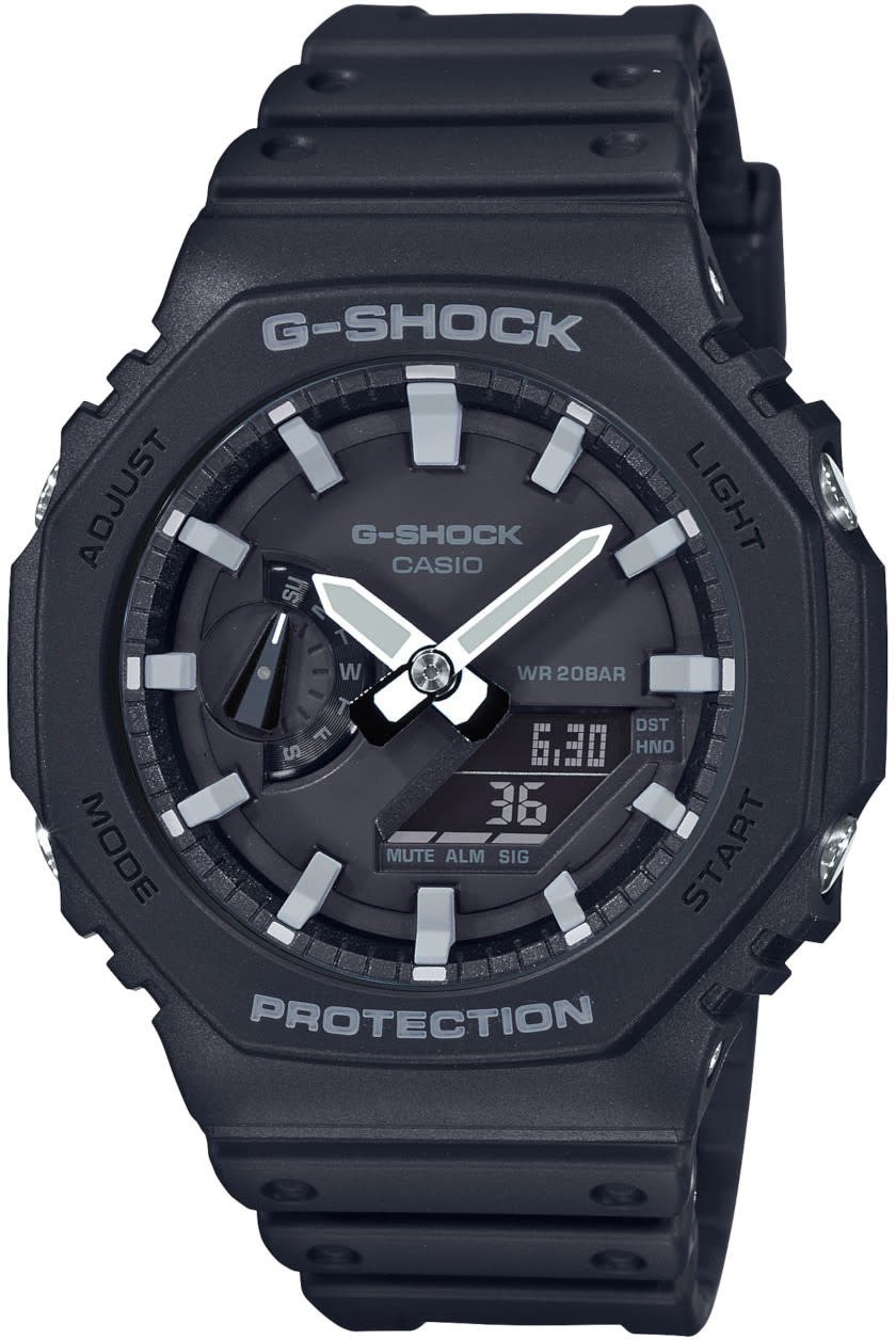 G-Shock Casio G-Shock Horloge GA-2100-1AER Analoog Digitaal Zwart met Witte Wijzers Divers