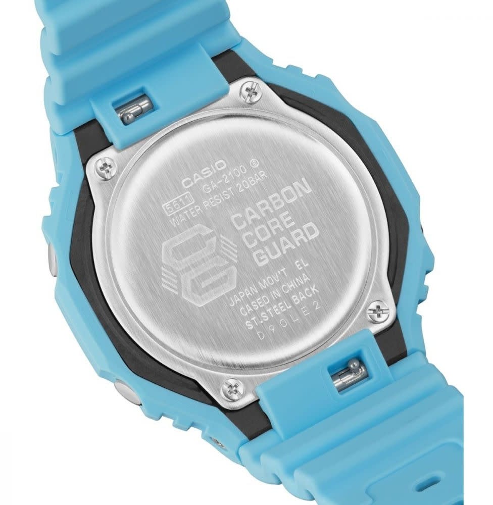 G-Shock G Shock Horloge GA-2100-2A2ER Analoog Digitaal Baby Blauw Lichtblauw