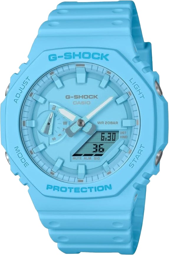 G-Shock G Shock Horloge GA-2100-2A2ER Analoog Digitaal Baby Blauw Divers