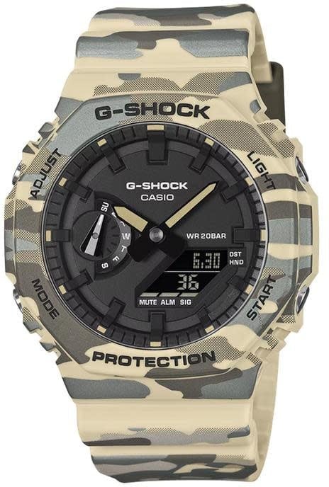 G-Shock Casio G Shock Horloge GA-2100CM-5AER Analoog Digitaal Camouflage Beige Groen 44mm Divers