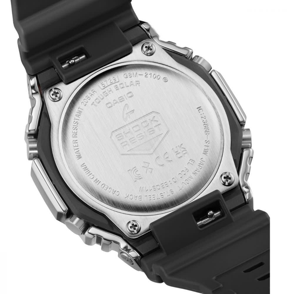 G-Shock Casio G-shock Horloge GBM-2100A-1A2ER Staal met zwarte band en blauwe wijzerplaat Lichtblauw