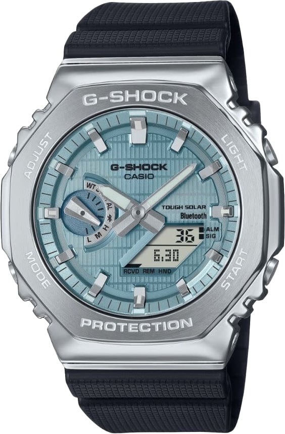 G-Shock Casio G-shock Horloge GMB-2100A-1A2ER Staal met zwarte band en blauwe wijzerplaat Divers
