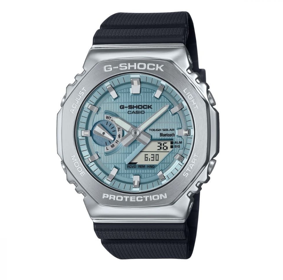 G-Shock Casio G-shock Horloge GMB-2100A-1A2ER Staal met zwarte band en blauwe wijzerplaat Divers
