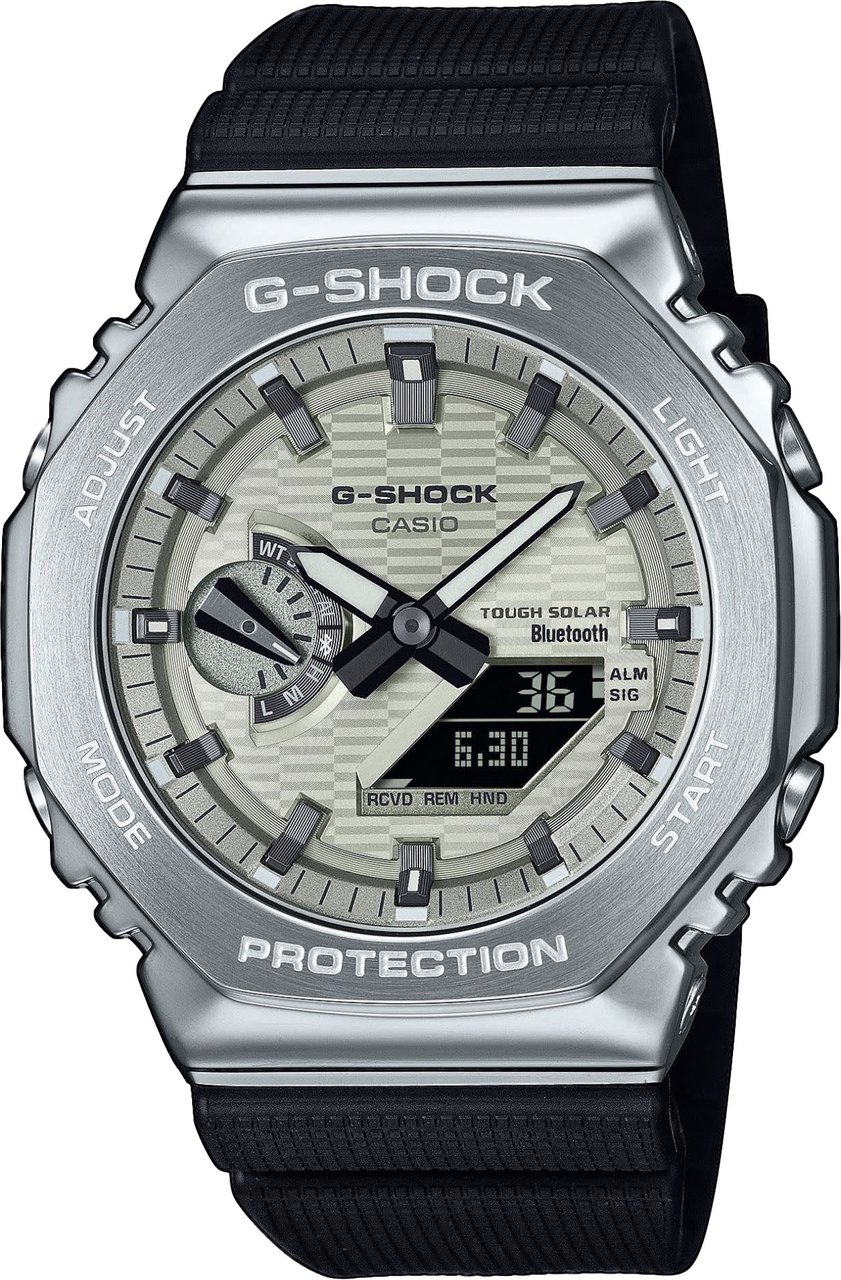 G-Shock Casio G-Shock Horloge GBM-2100A-8BER Staal met Zwarte Band en Champagnekleurige  Wijzerplaat Zwart