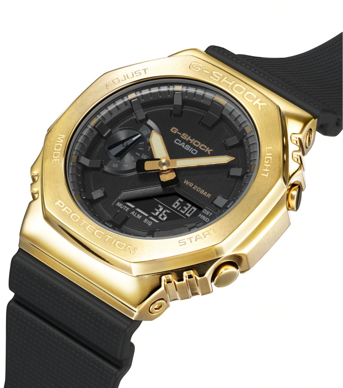 G-Shock Casio G-Shock GM-2100G-1A9ER goudkleurige kast met zwarte band Divers