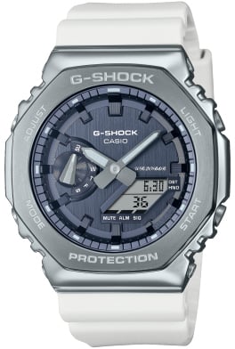 G-Shock Casio G- Shock Horloge GM-2100WS-7AER Metallic Wijzerplaat 49mm Witte Band Waterdichtheid 20m Wit