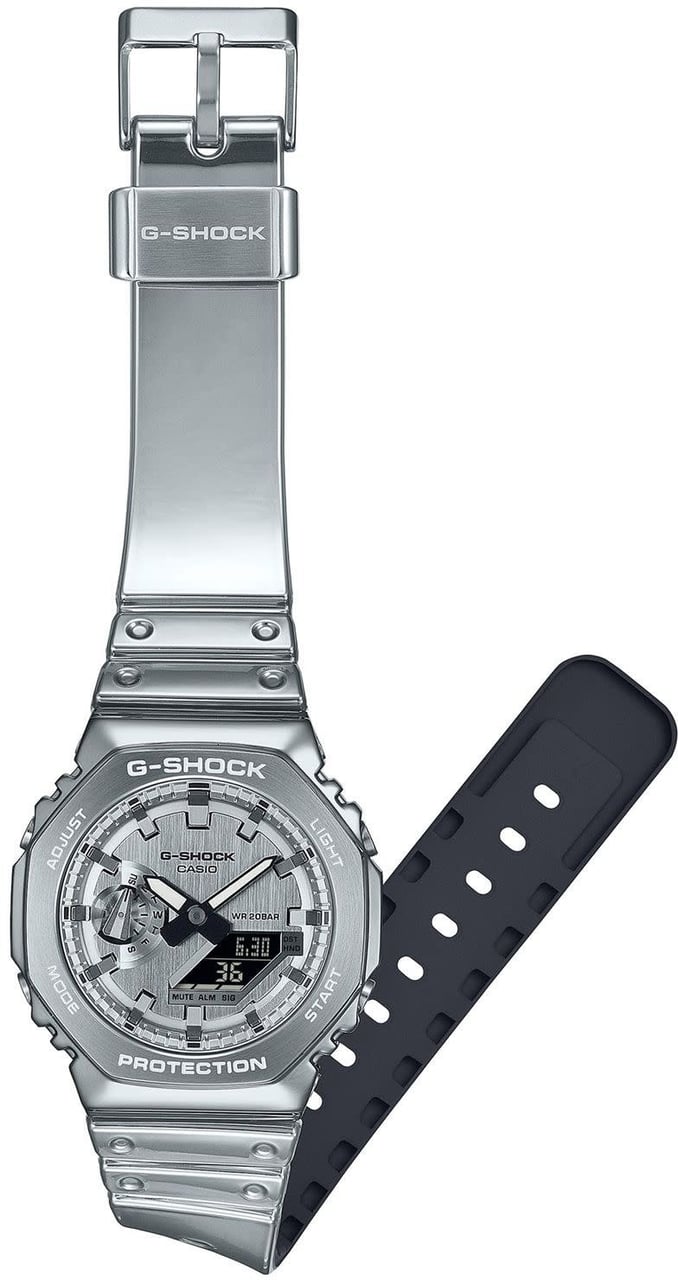 G-Shock G Shock Horloge GM-2100YM-8AER Analoog Digitaal Fine Metallic Zilverkleurig Zilver