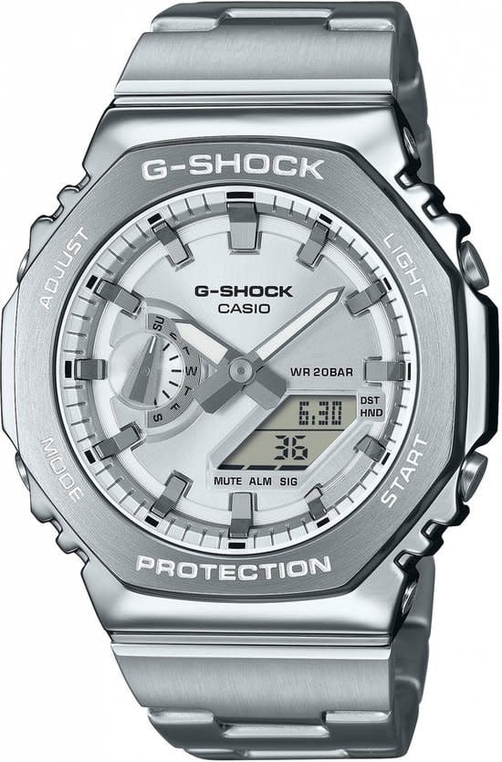 G-Shock G-Shock Horloge GM-2110D-7AER Staal Analoog Digitaal met Zilvere Wijzerplaat Zilver