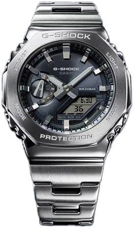 G-Shock G-Shock Horloge GM-2110D-8AER Digitaal Analoog Staal met Grijze Wijzerplaat 49mm Waterdichtheid 200 Meter Zilver