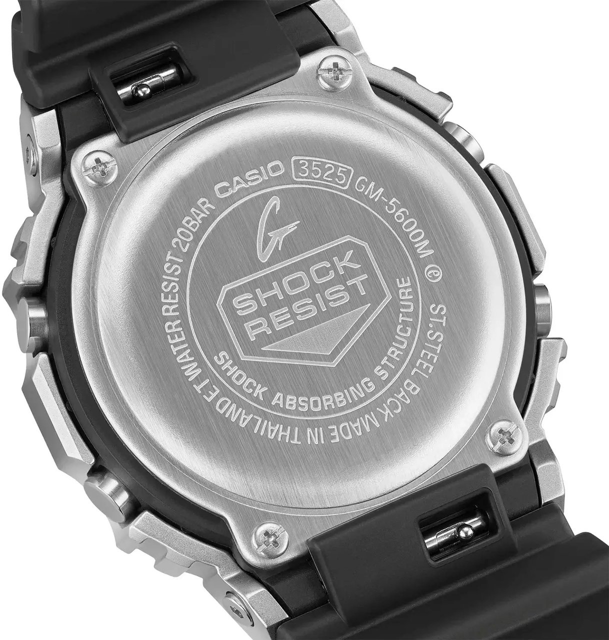 G-Shock G Shock Horloge GM-5600M-1ER Staal 200m Waterdicht met Rubberen Horlogeband Zwart
