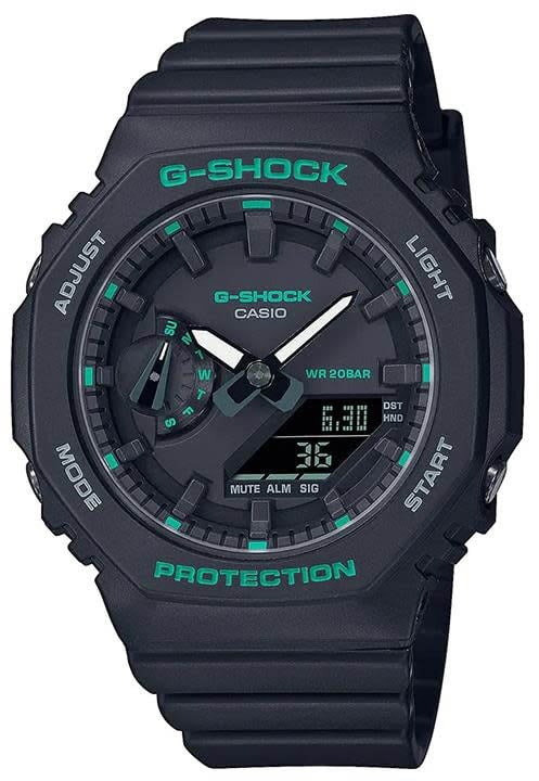 G-Shock Casio G-Shock Horloge GMA-S2100GA-1AER Analoog Digitaal Zwart met Groen Divers