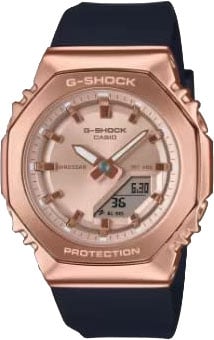 G-Shock Casio G-Shock Horloge GM-S2110PG-1A4ER Analoog Digitaal Staal met Rosegouden Plating en Zwarte Horlogeband 200m Waterdicht 39mm Goud