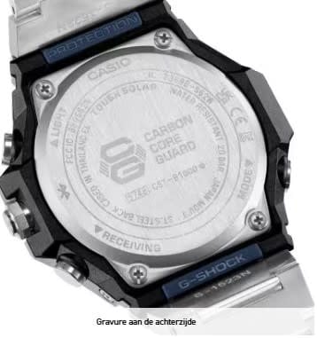 G-Shock Casio G-Shock Horloge GST-B1000D-2AER Staal Solar Bluetooth 200m Waterdicht met Blauwe Wijzerplaat 44mm Zilver