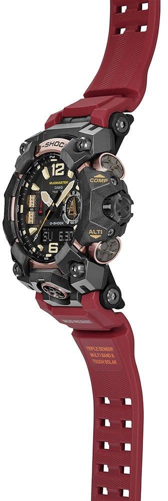 G-Shock CASIO G-Shock GWG-B1000-1A4ER Mudmaster Solar Staal met Bordeauxrood Horlogeband Divers