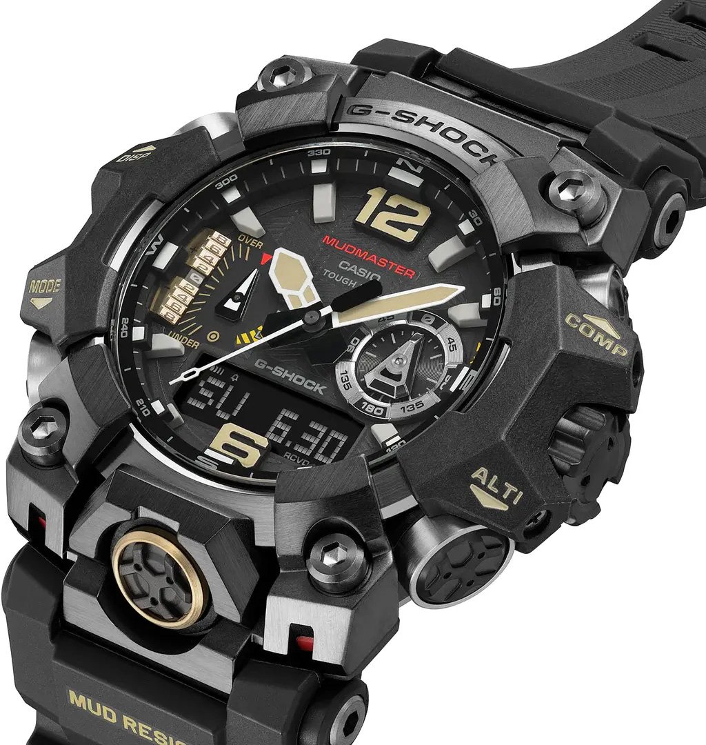 G-Shock Casio G-Shock GWG-B1000-1AER Mudmaster Solar Radio Controlled Carbon Core Guard met Zwarte Horlogeband 50mm Zwart
