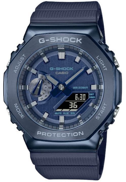 G-Shock CASIO G-Shock GM-2100N-2AER heren horloge anadigi Blauw staal plated kast met rubber band Navy