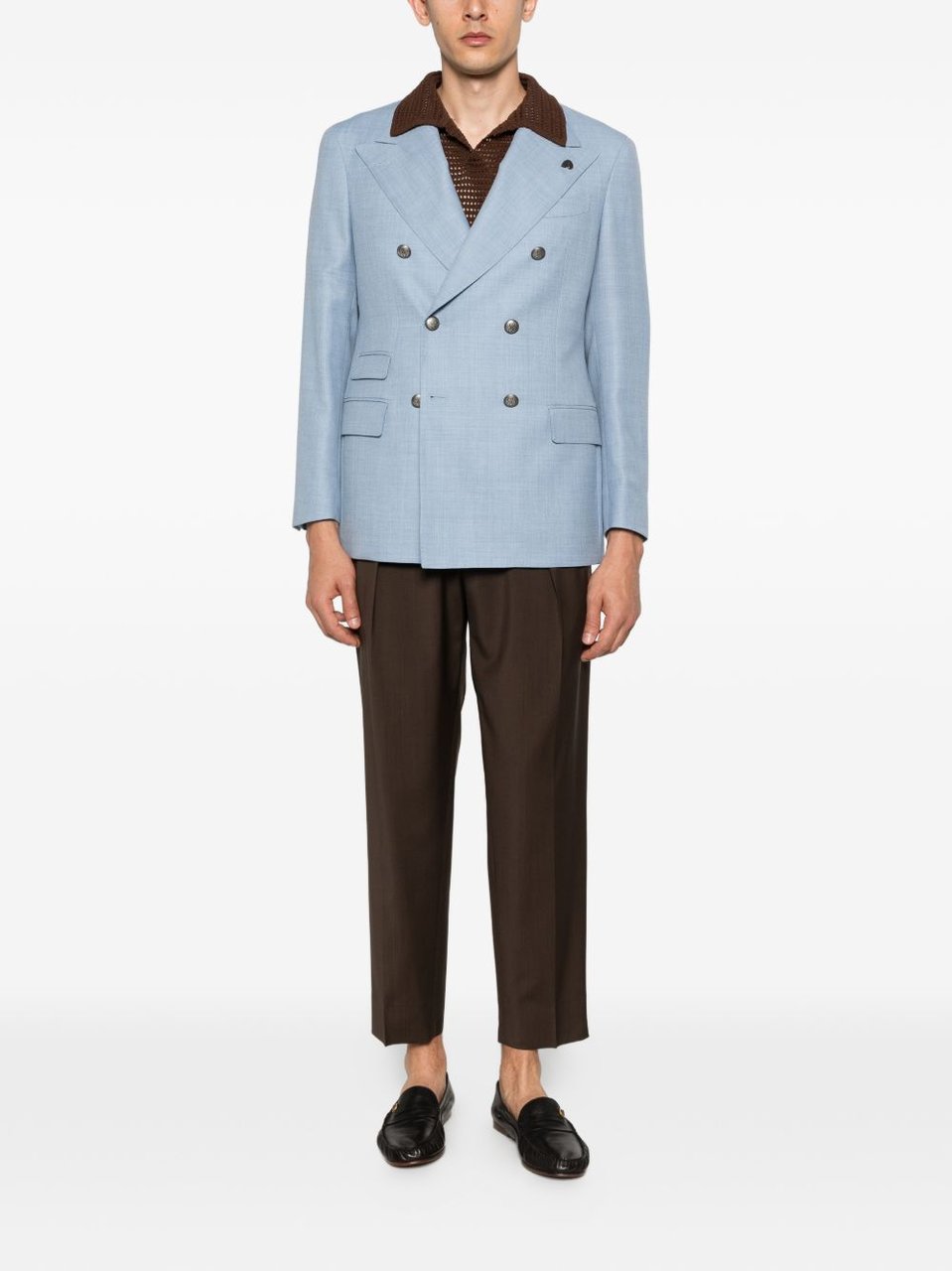 Gabriele Pasini Tailored Double-Breasted Metallic Blazer Blauw